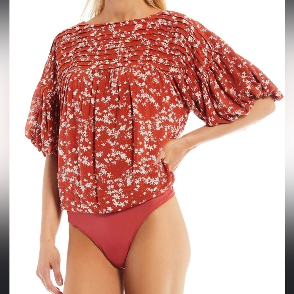 Intimately FREE PEOPLE Dessa Bodysuit Floral Rust combo S